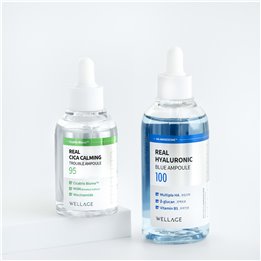 Wellage Real Hyaluronic Blue 100 Ampoule 100ml Real Cica Calming 95 Trouble Ampoule 50ml 2-piece set