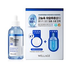 Wellage Real Hyaluronic Blue 100 Ampoule 100ml + Hyaluronic One-Day Kit 7ea