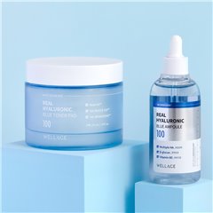 Wellage Real Hyaluronic Blue 100 Ampoule 100ml + Blue Toner Pad 70 Sheets (210ml)