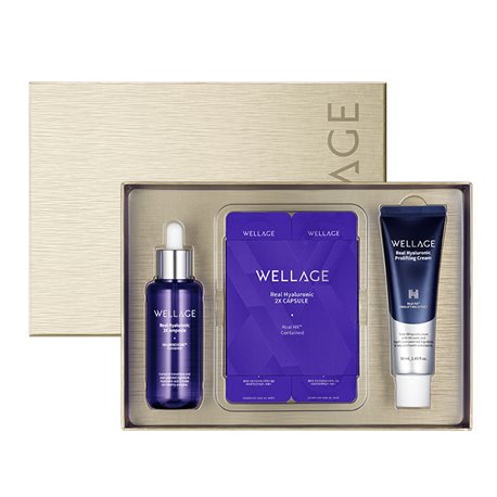 Wellage Real Hyaluronic Gift Set of 3 Season 3 2X Ampoule 70ml Capsule 12p Pro Lifting Cream 50ml