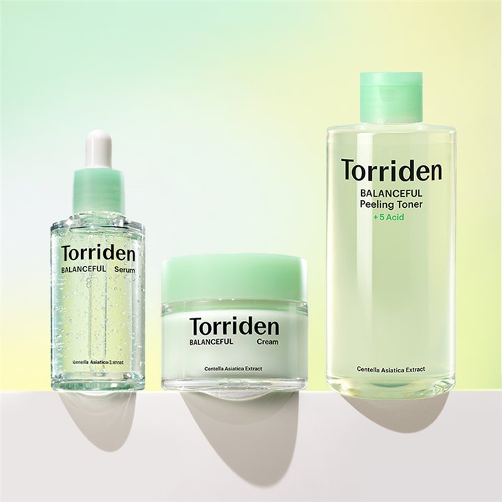 Torriden Balanceful Cica Calming Serum 50ml Cream 80ml Exfoliating Toner 250ml