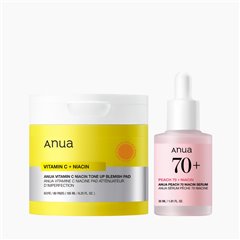 Anua Vitamin C Niacin Tone-up Spot Pad 60 Sheets + Peach 70 Niacin Serum 30ml 2-piece set