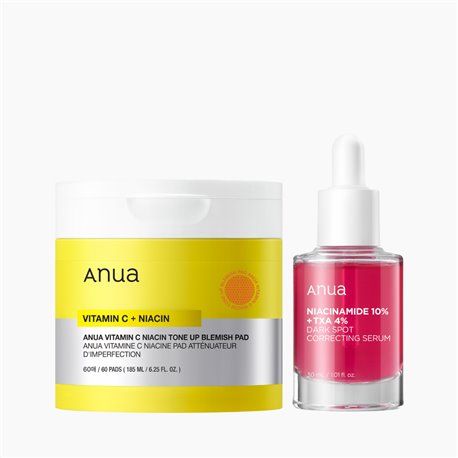 Anua Vitamin C Niacin Tone-up Spot Pad 60 Sheets TXA 4 Dark Spot Correcting Serum 30ml 2-piece set